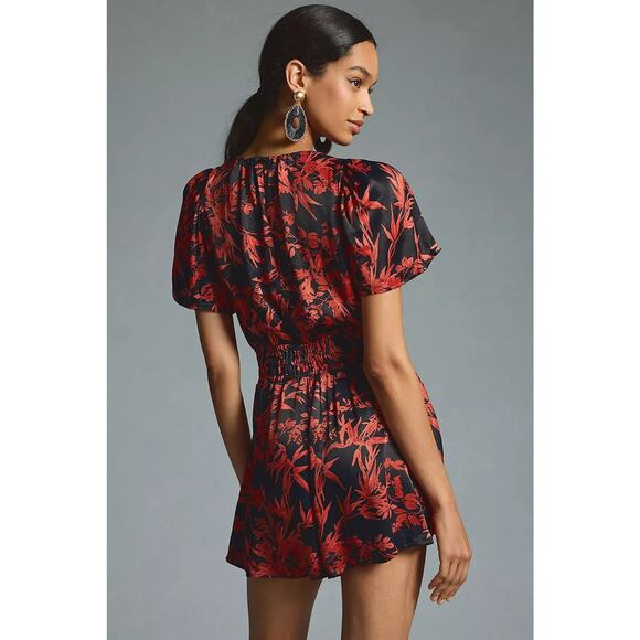 by Anthropologie The Somerset Romper Red Black Floral 1-Piece Anthro Size Small - Picture 8 of 12